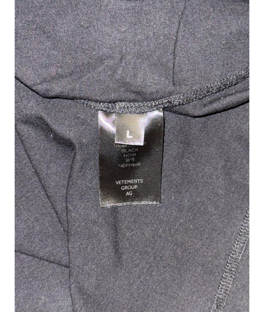 VETEMENTS Черная хлопковая футболка, фото 5