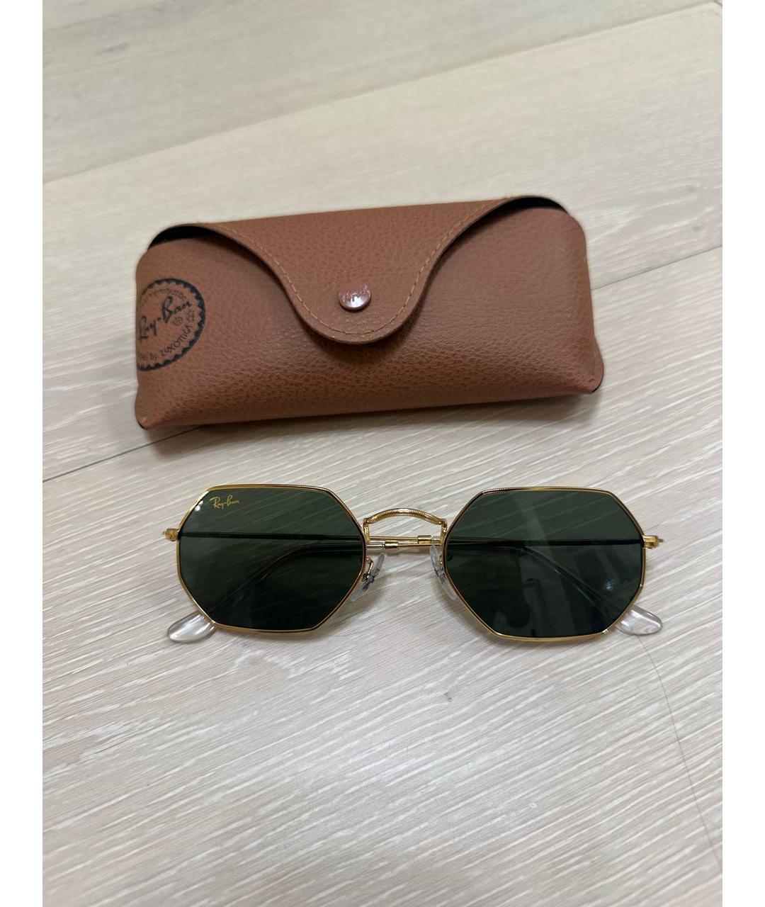 RAY BAN Золотые металлические солнцезащитные очки, фото 2