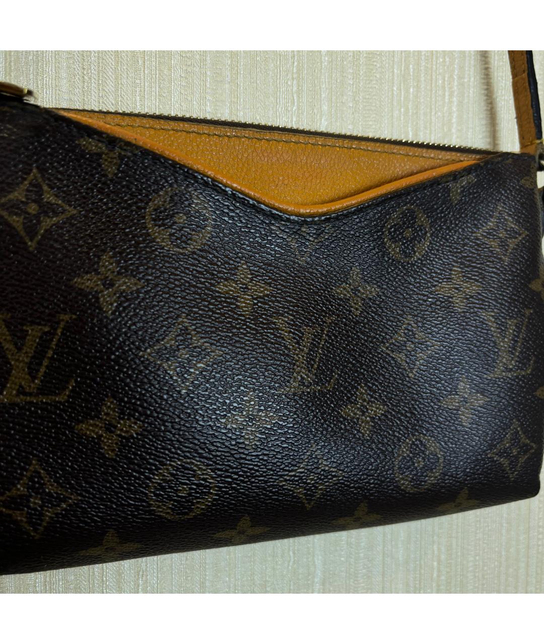 LOUIS VUITTON Коричневая кожаная сумка через плечо, фото 3