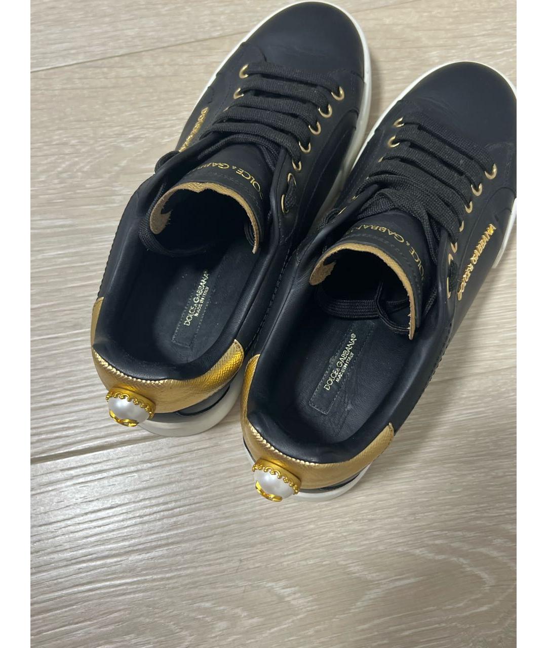 DOLCE&GABBANA Черные кожаные кеды, фото 6