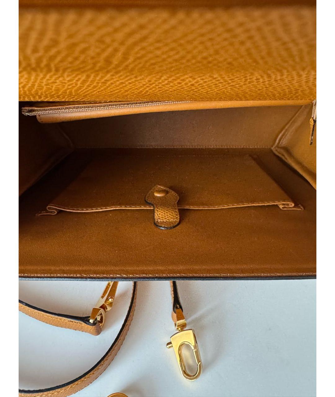 LALIQUE Горчичная кожаная сумка с короткими ручками, фото 8