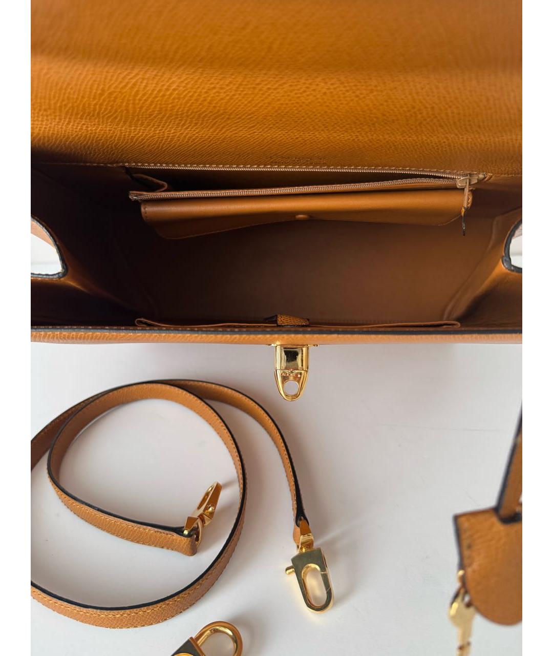 LALIQUE Горчичная кожаная сумка с короткими ручками, фото 6