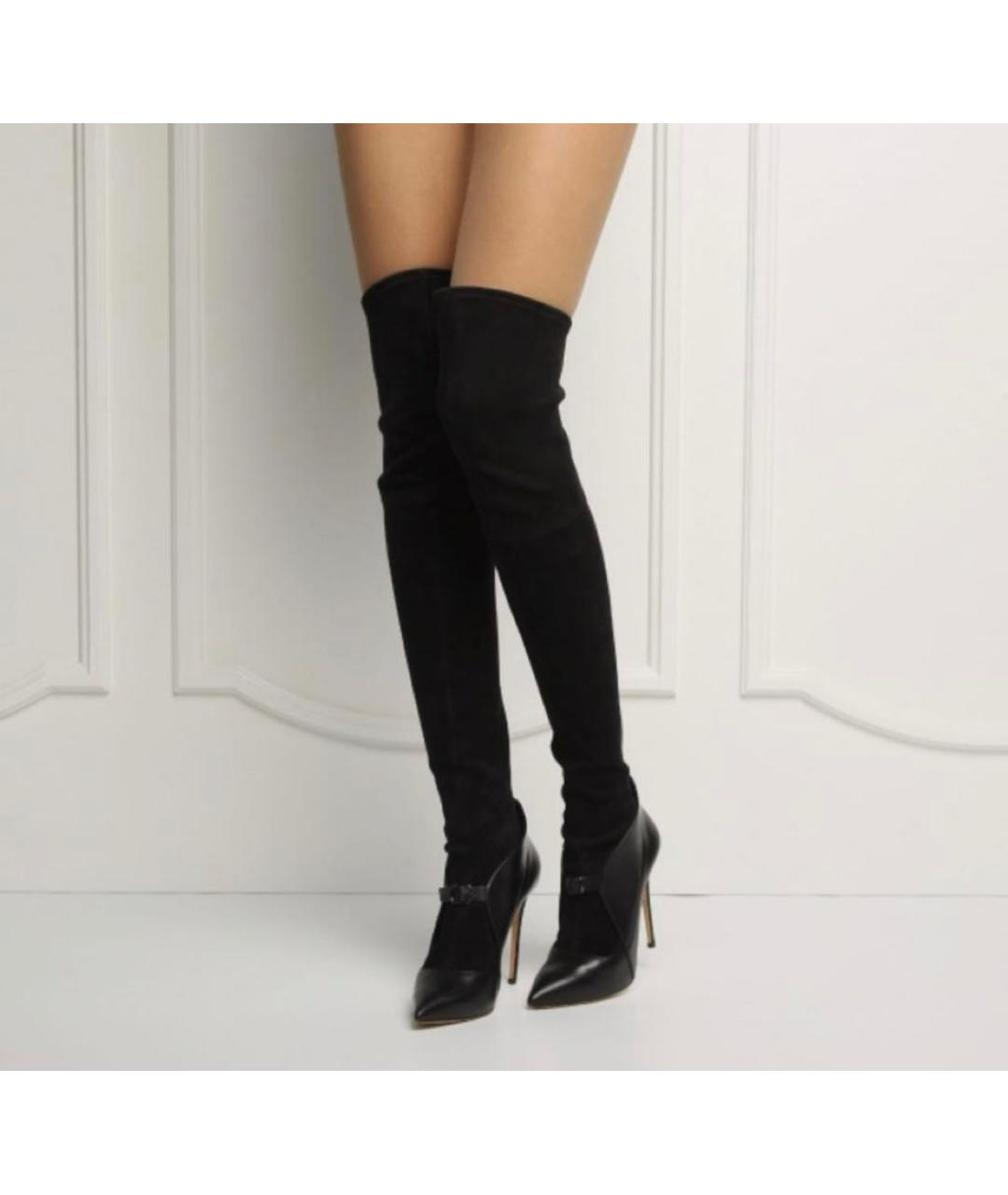 CASADEI Черные нубуковые ботфорты, фото 6