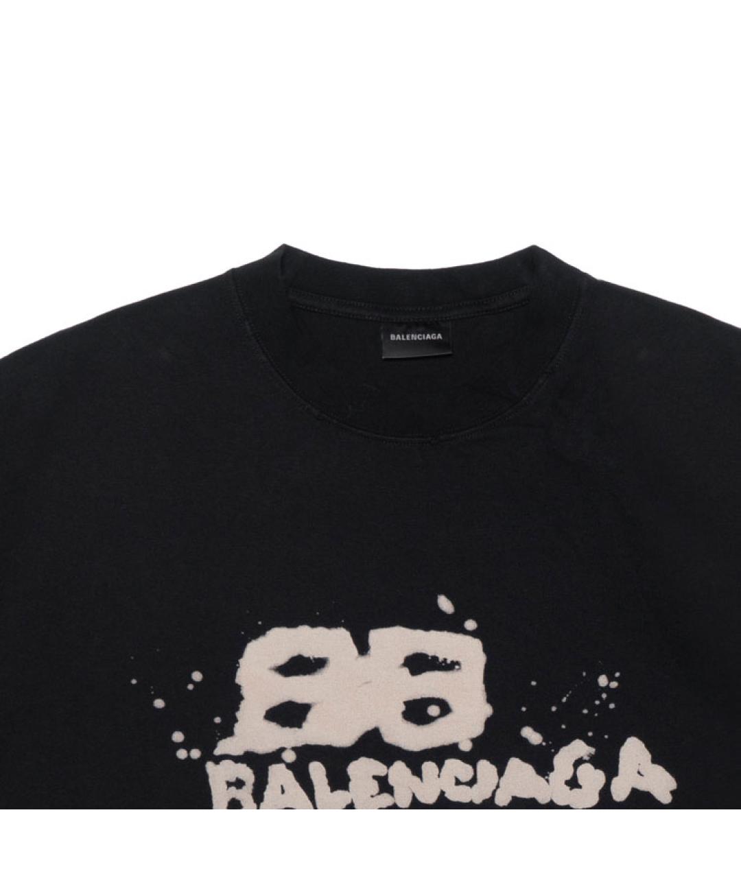 BALENCIAGA Черная хлопковая футболка, фото 5