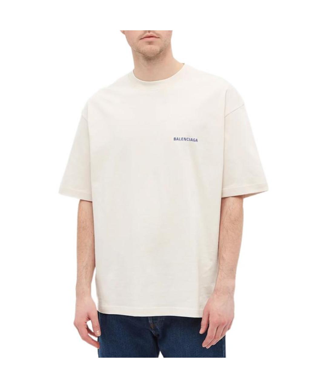 BALENCIAGA Бежевая хлопковая футболка, фото 4