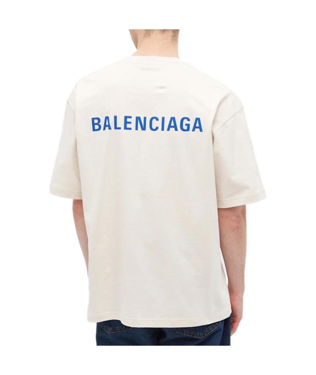 BALENCIAGA Бежевая хлопковая футболка, фото 5