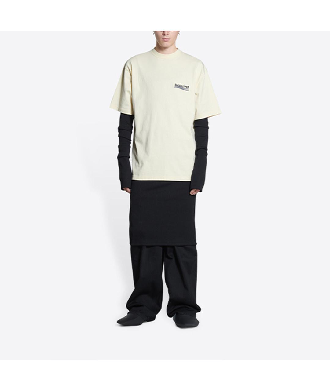 BALENCIAGA Бежевая хлопковая футболка, фото 3
