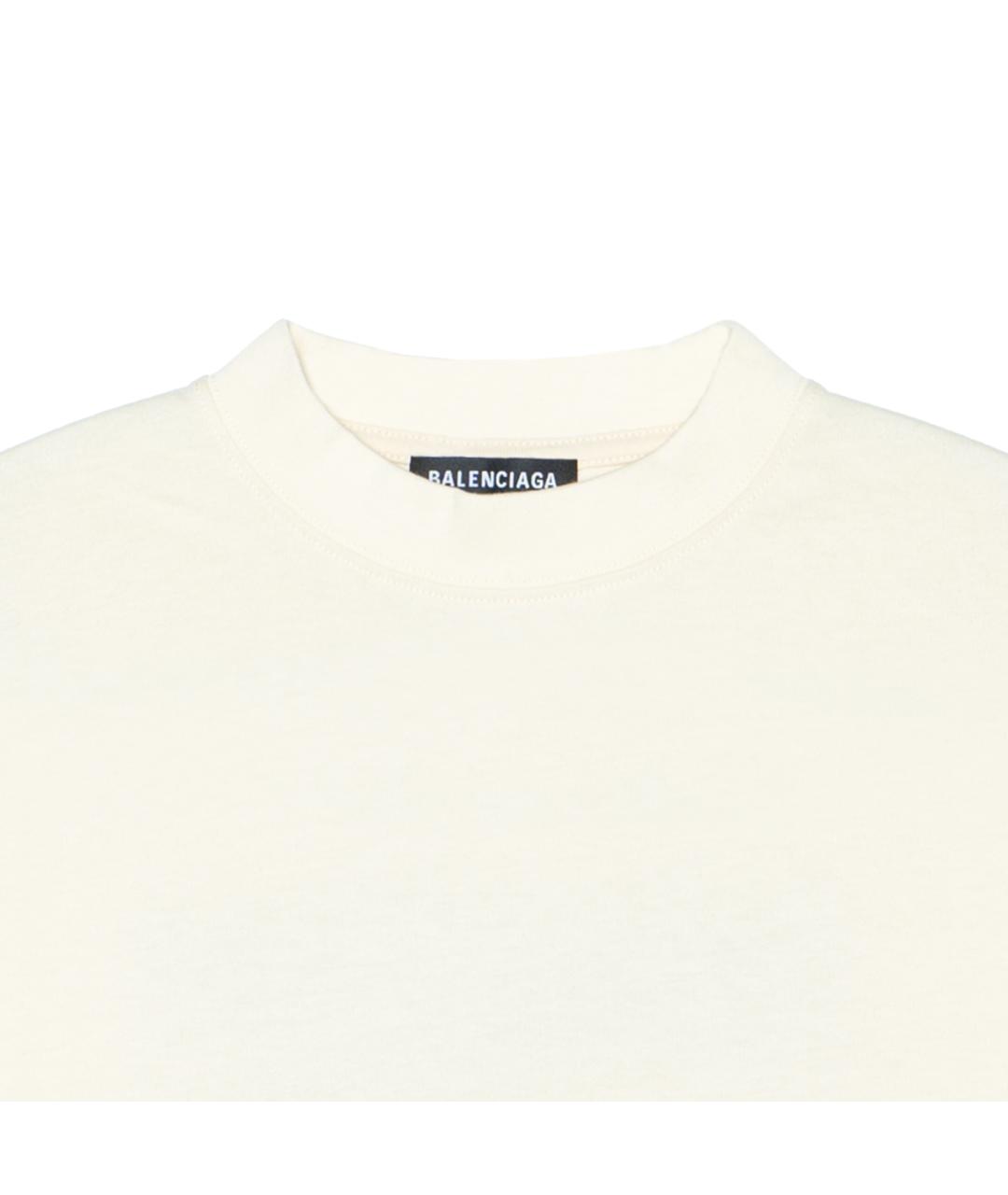 BALENCIAGA Бежевая хлопковая футболка, фото 6