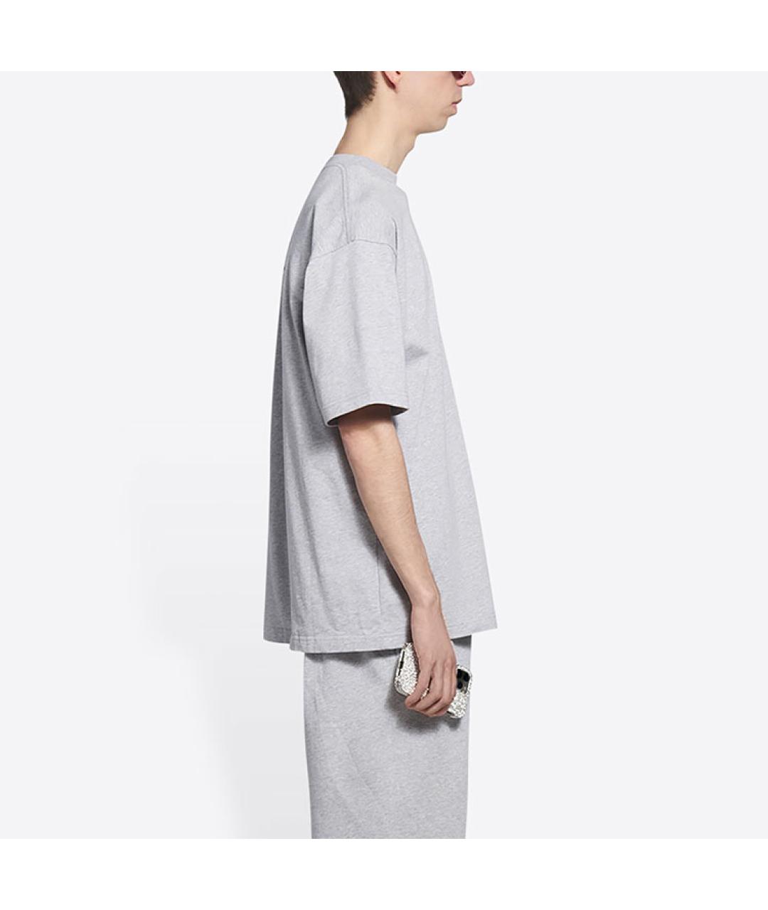 BALENCIAGA Серая хлопковая футболка, фото 5