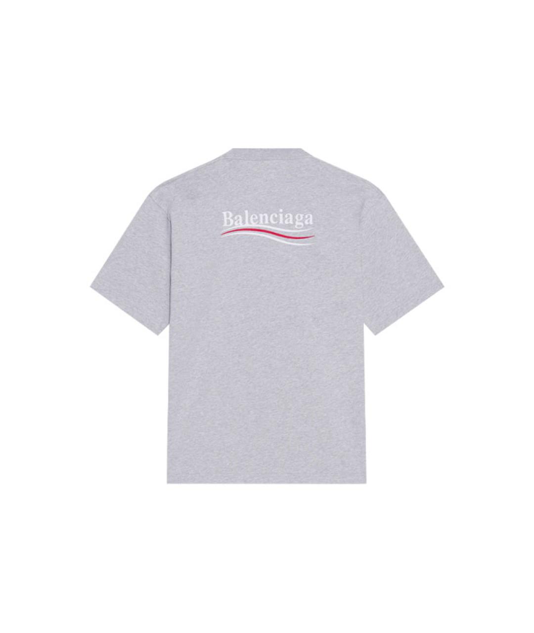 BALENCIAGA Серая хлопковая футболка, фото 2