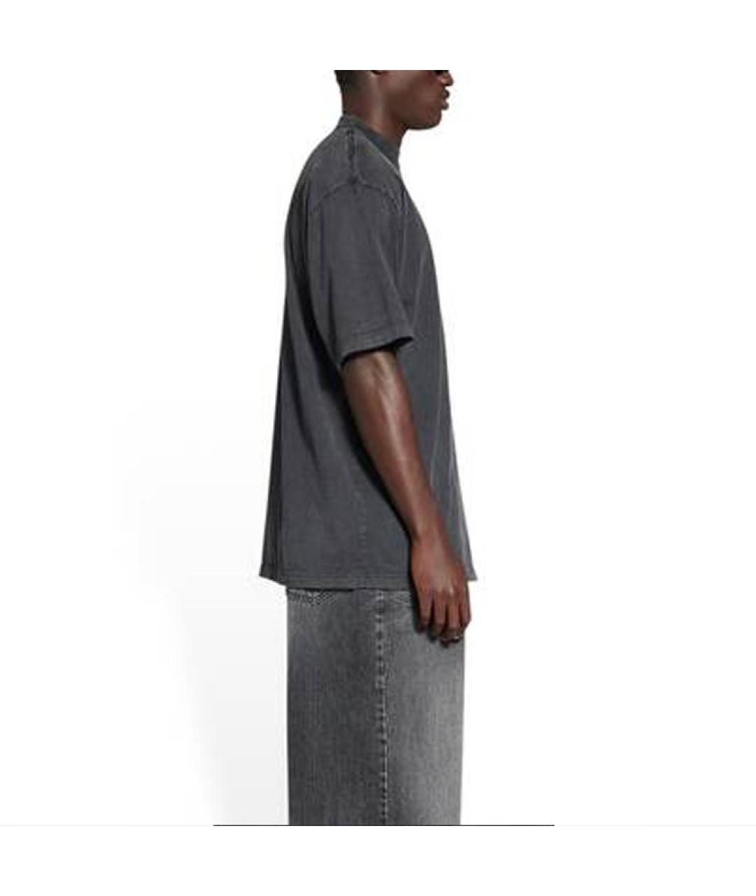 BALENCIAGA Черная хлопковая футболка, фото 4