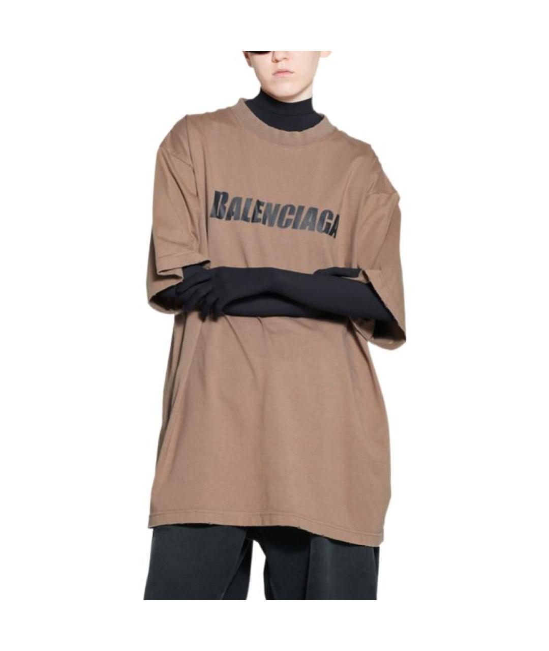 BALENCIAGA Коричневая футболка, фото 3