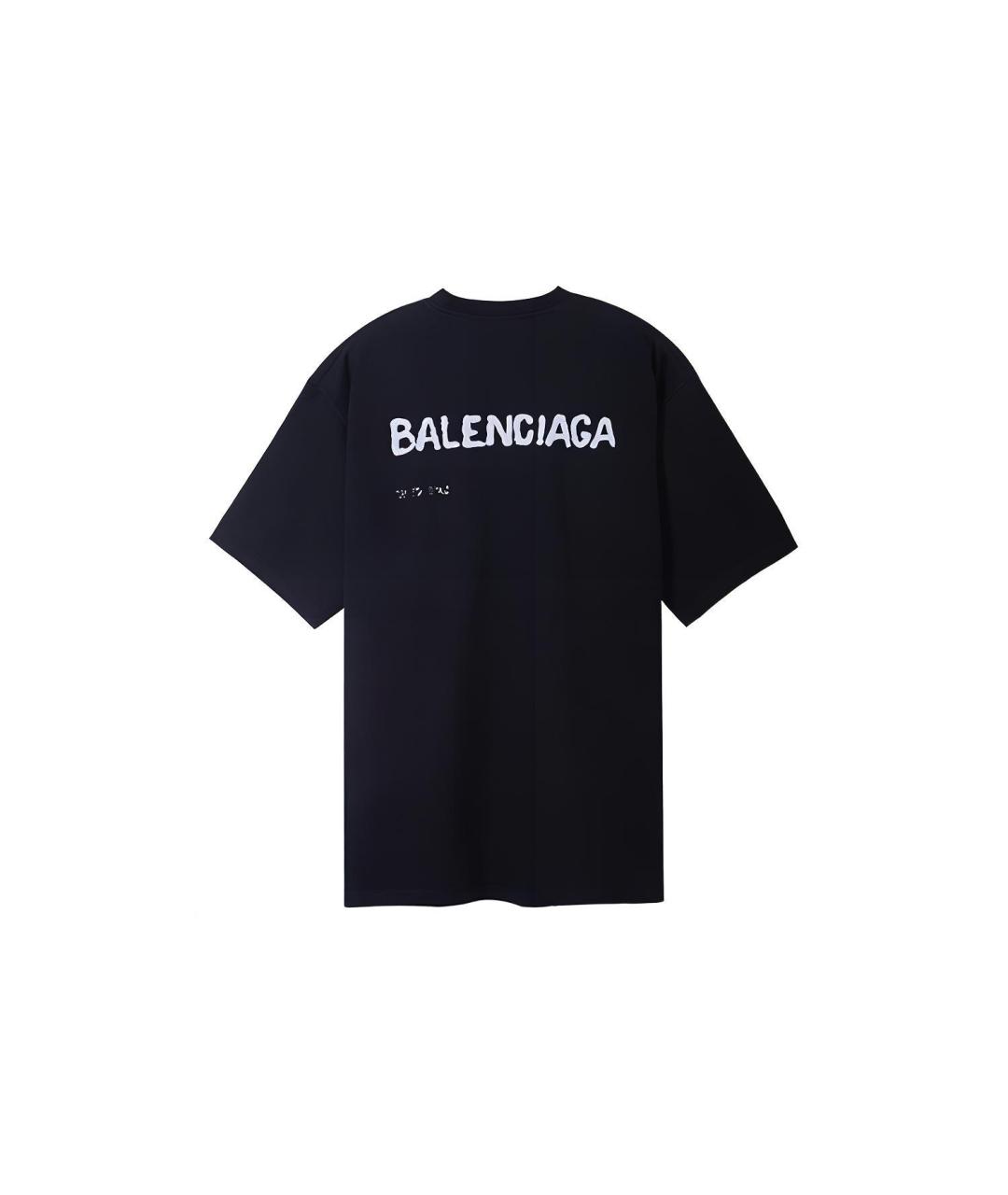 BALENCIAGA Черная хлопковая футболка, фото 2