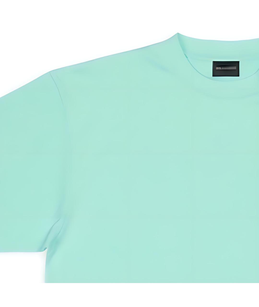BALENCIAGA Бирюзовая хлопковая футболка, фото 4