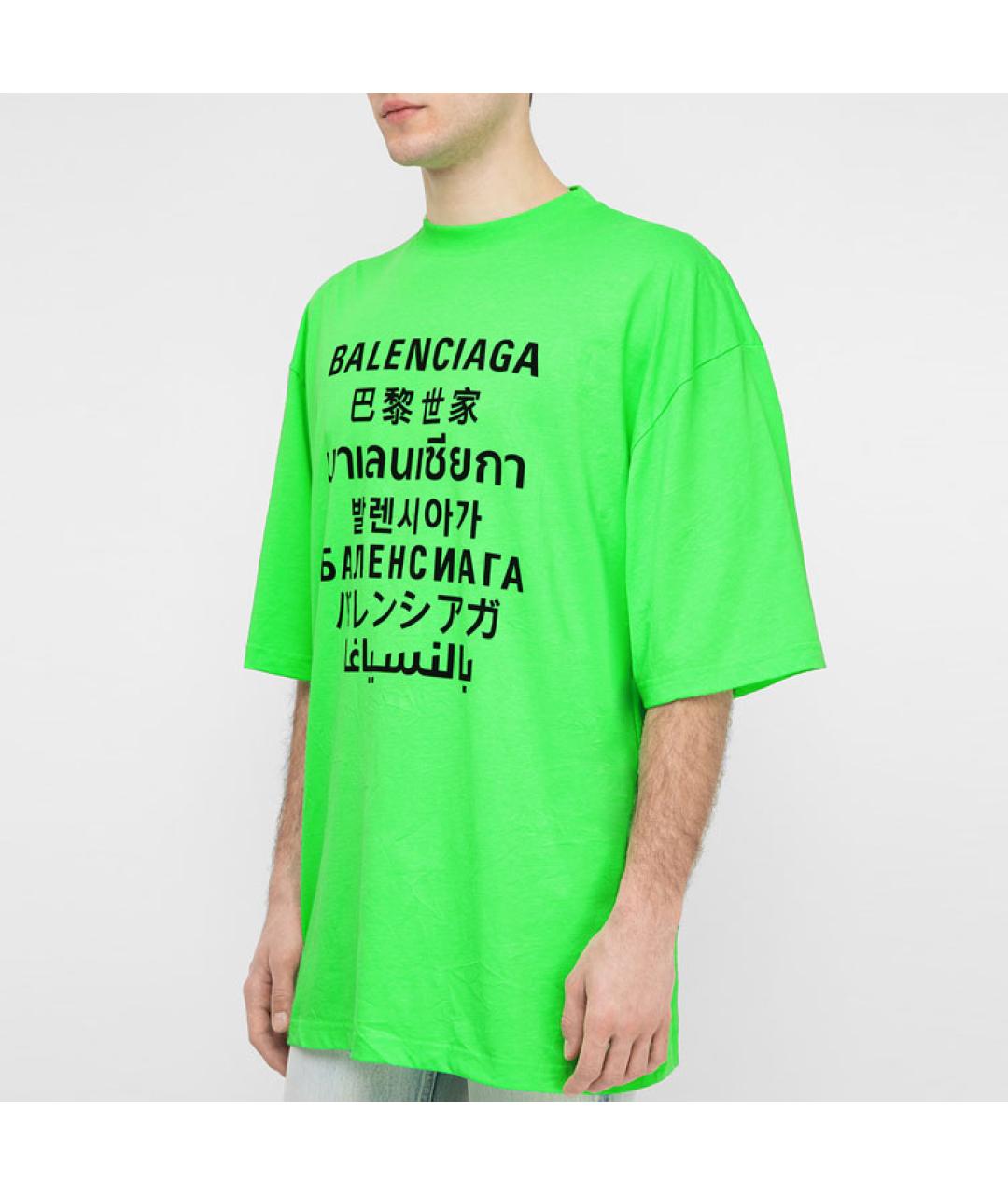 BALENCIAGA Зеленая хлопковая футболка, фото 3