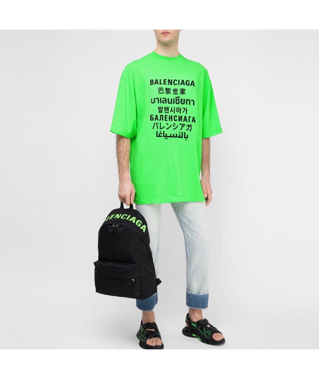 BALENCIAGA Зеленая хлопковая футболка, фото 2