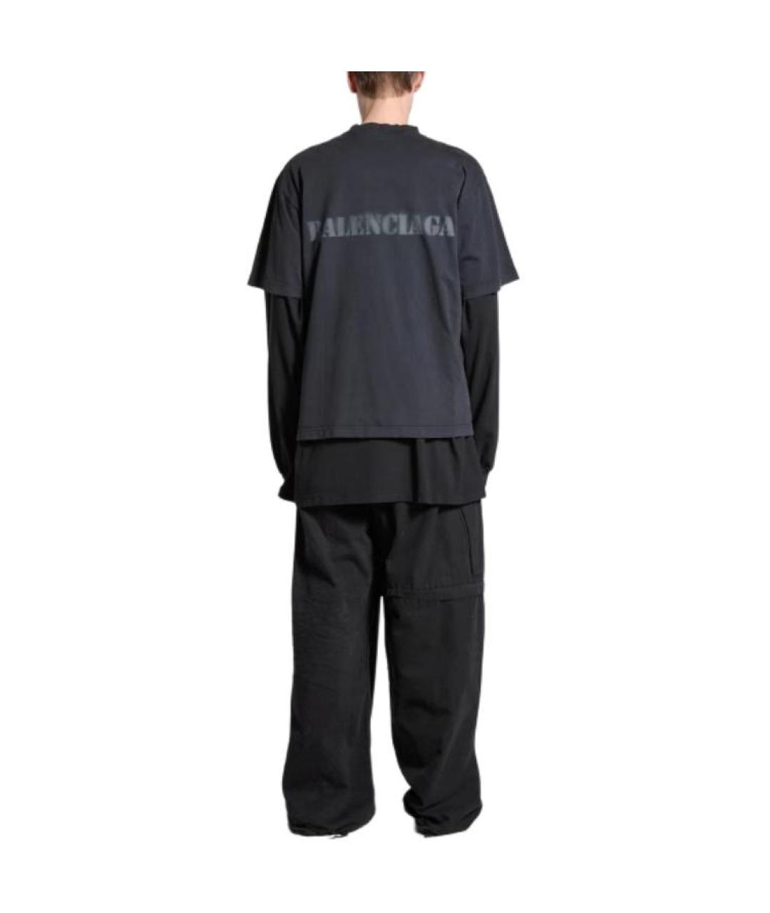 BALENCIAGA Черная хлопковая футболка, фото 4