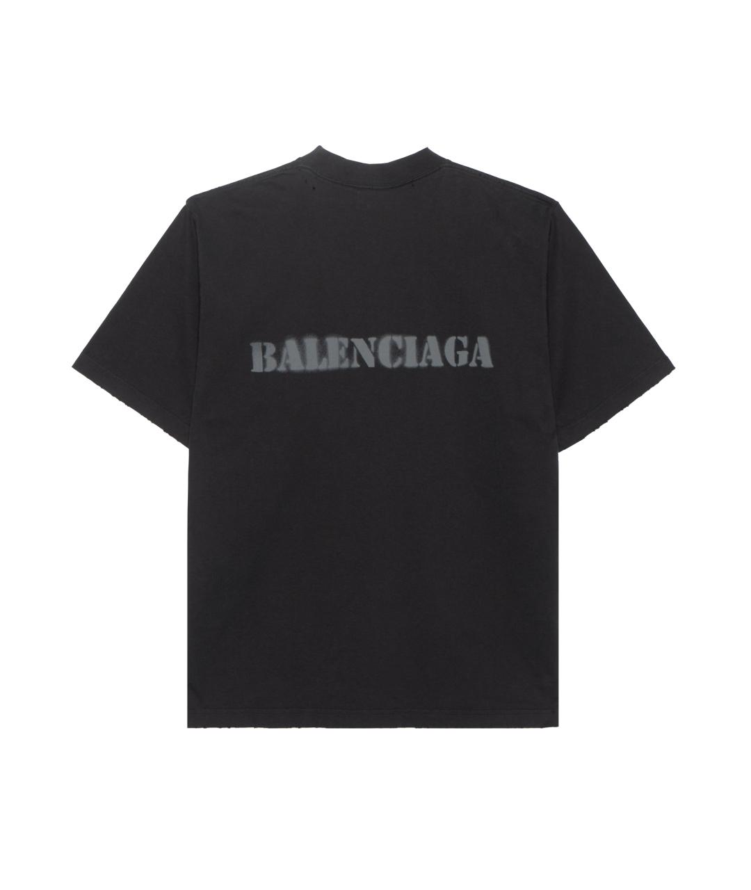 BALENCIAGA Черная хлопковая футболка, фото 2