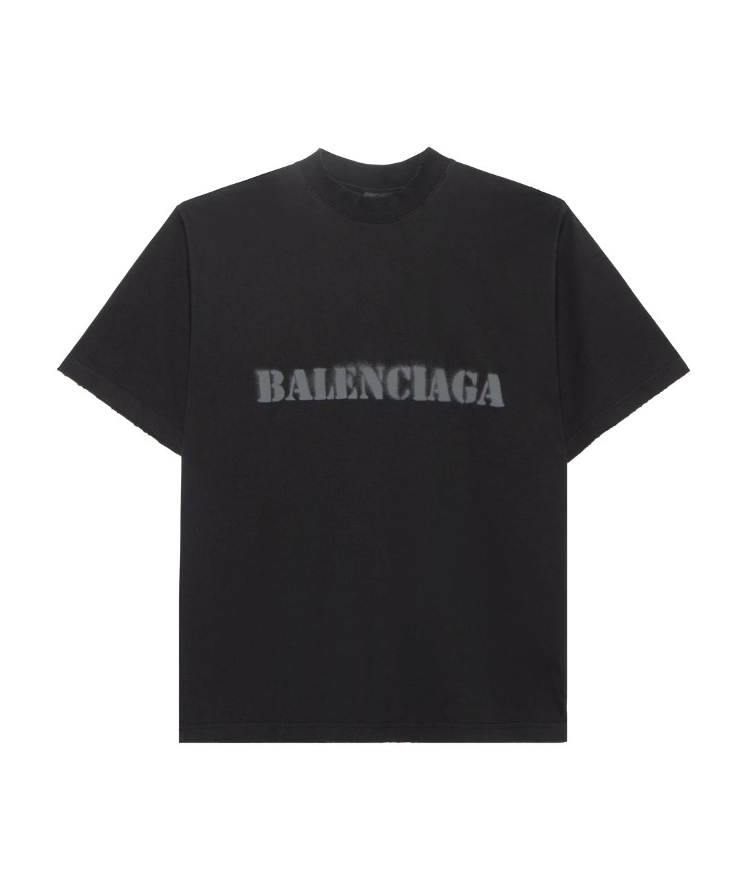 BALENCIAGA Черная хлопковая футболка, фото 1