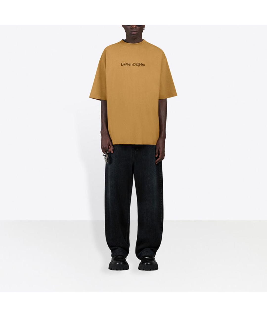 BALENCIAGA Бежевая хлопковая футболка, фото 3