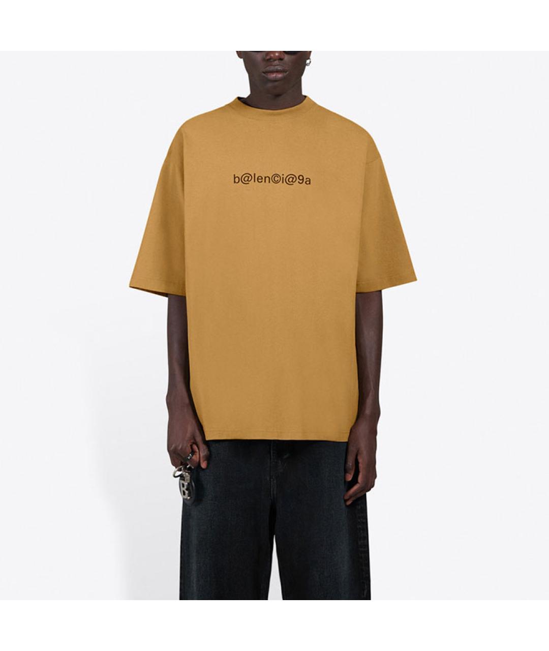 BALENCIAGA Бежевая хлопковая футболка, фото 4