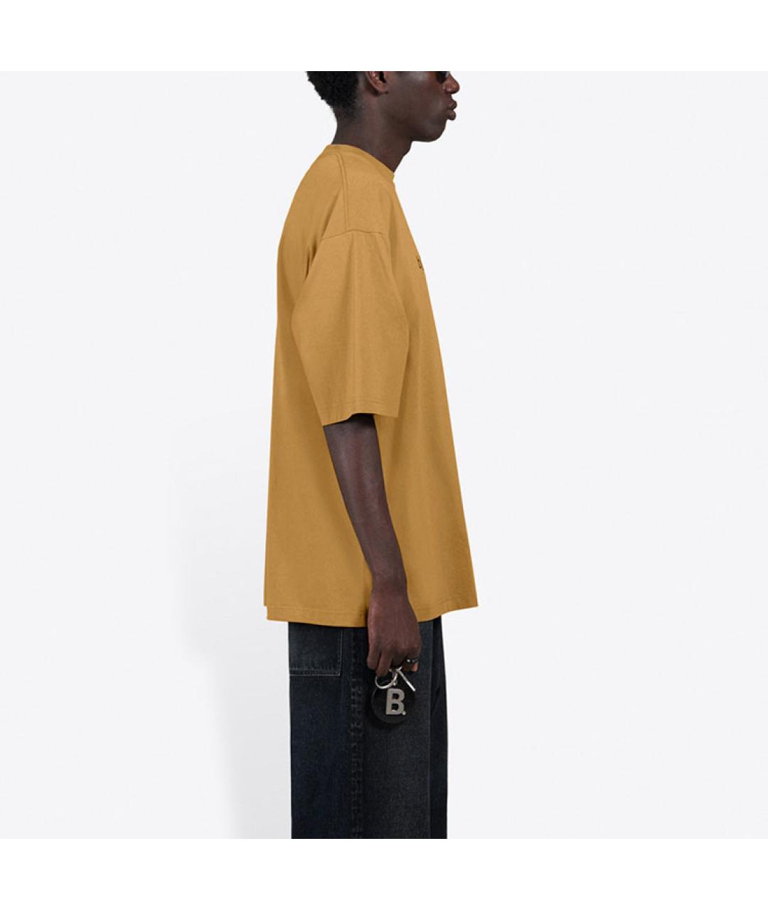 BALENCIAGA Бежевая хлопковая футболка, фото 5