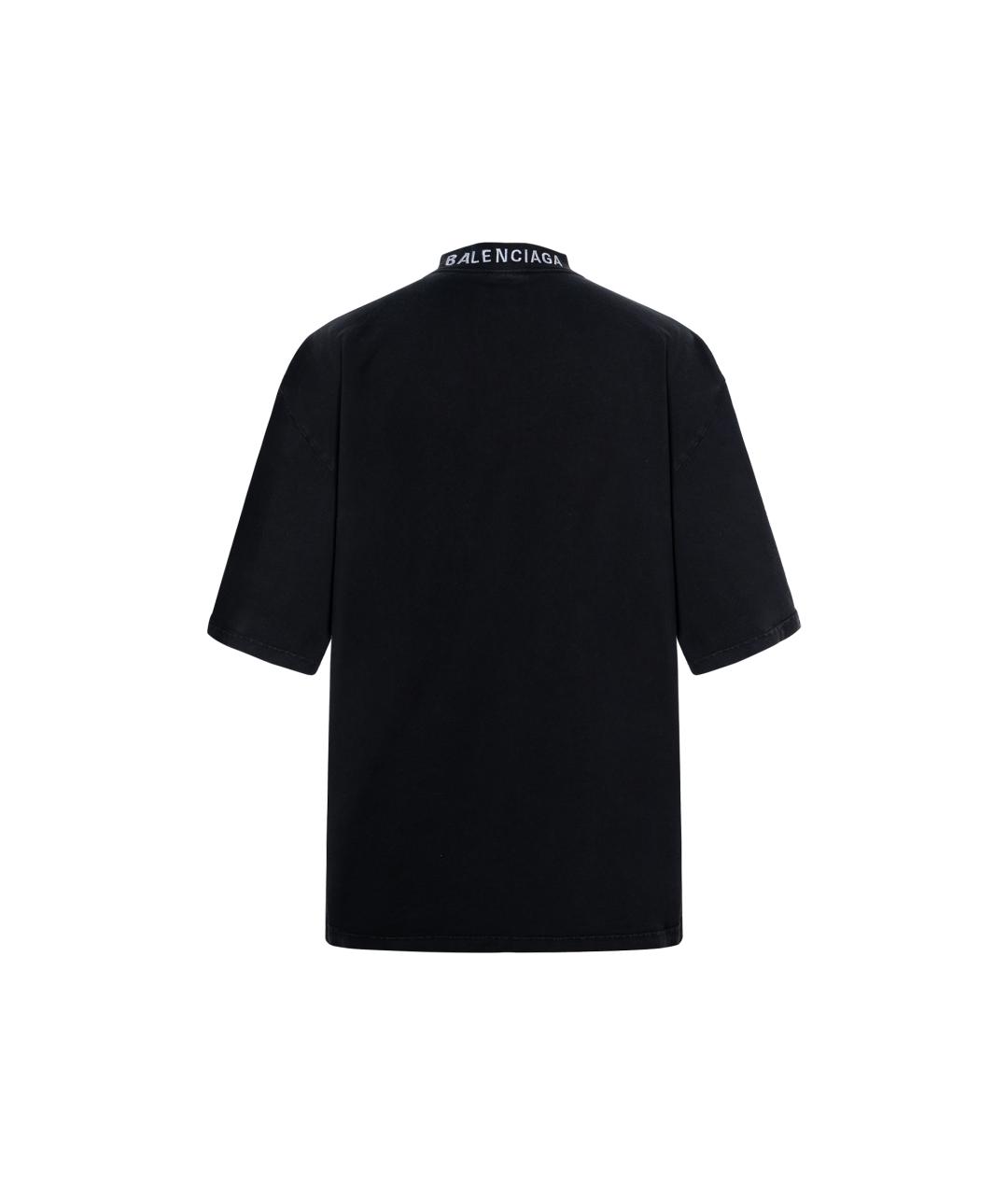 BALENCIAGA Черная хлопковая футболка, фото 2