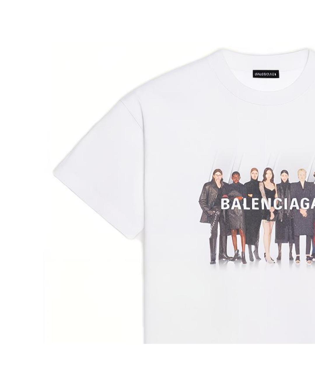 BALENCIAGA Белая хлопковая футболка, фото 6