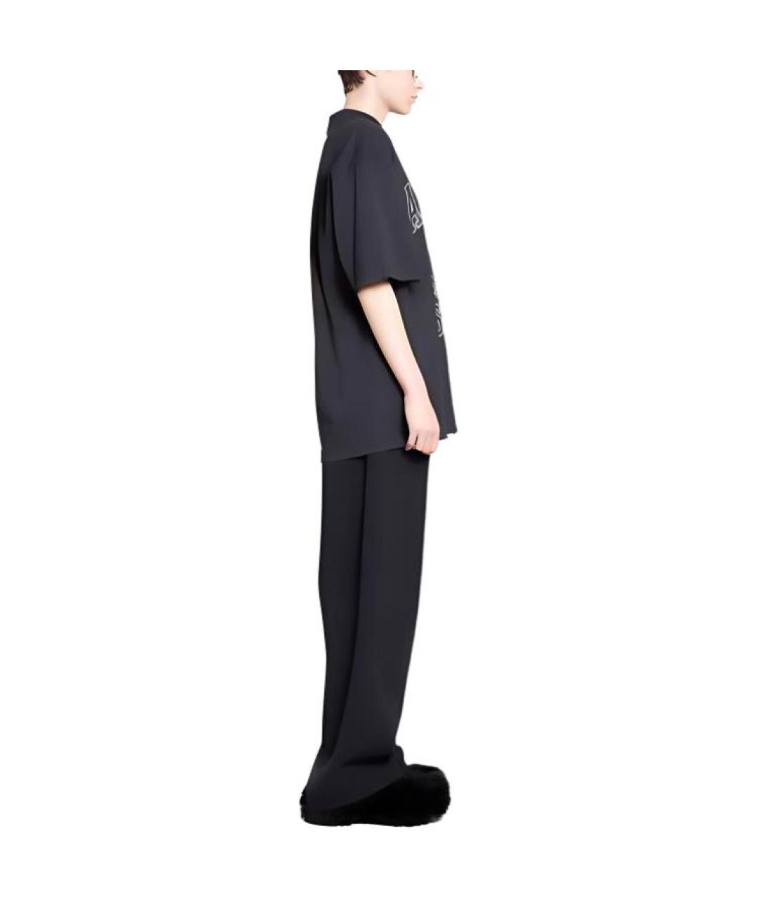 BALENCIAGA Черная хлопковая футболка, фото 6