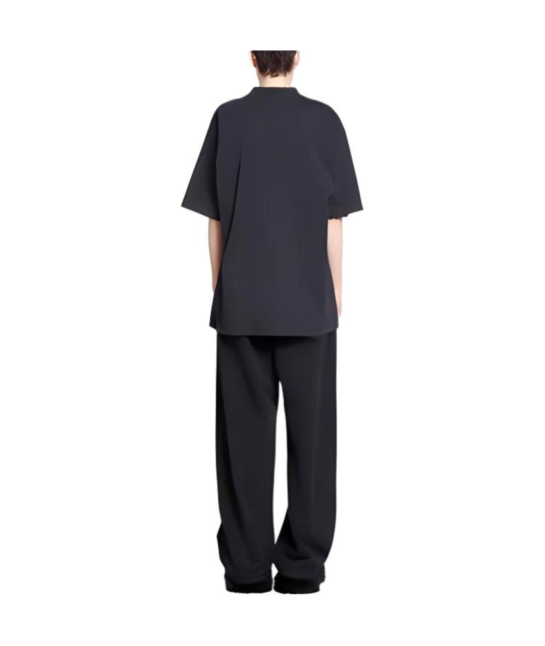 BALENCIAGA Черная хлопковая футболка, фото 5
