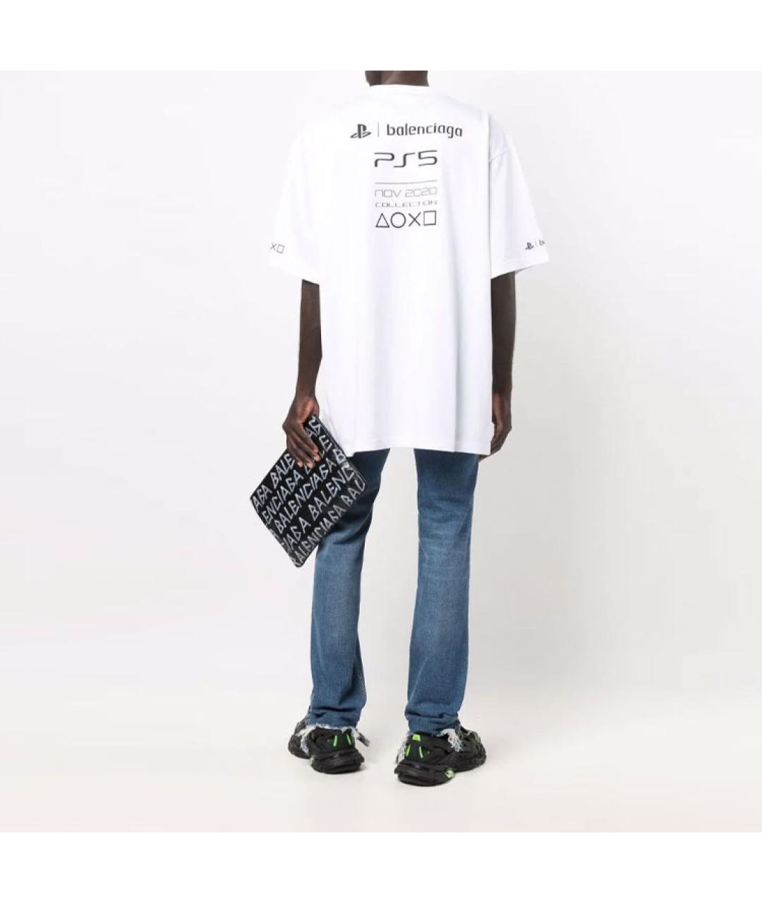 BALENCIAGA Белая хлопковая футболка, фото 5
