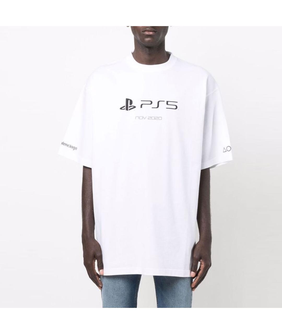 BALENCIAGA Белая хлопковая футболка, фото 4