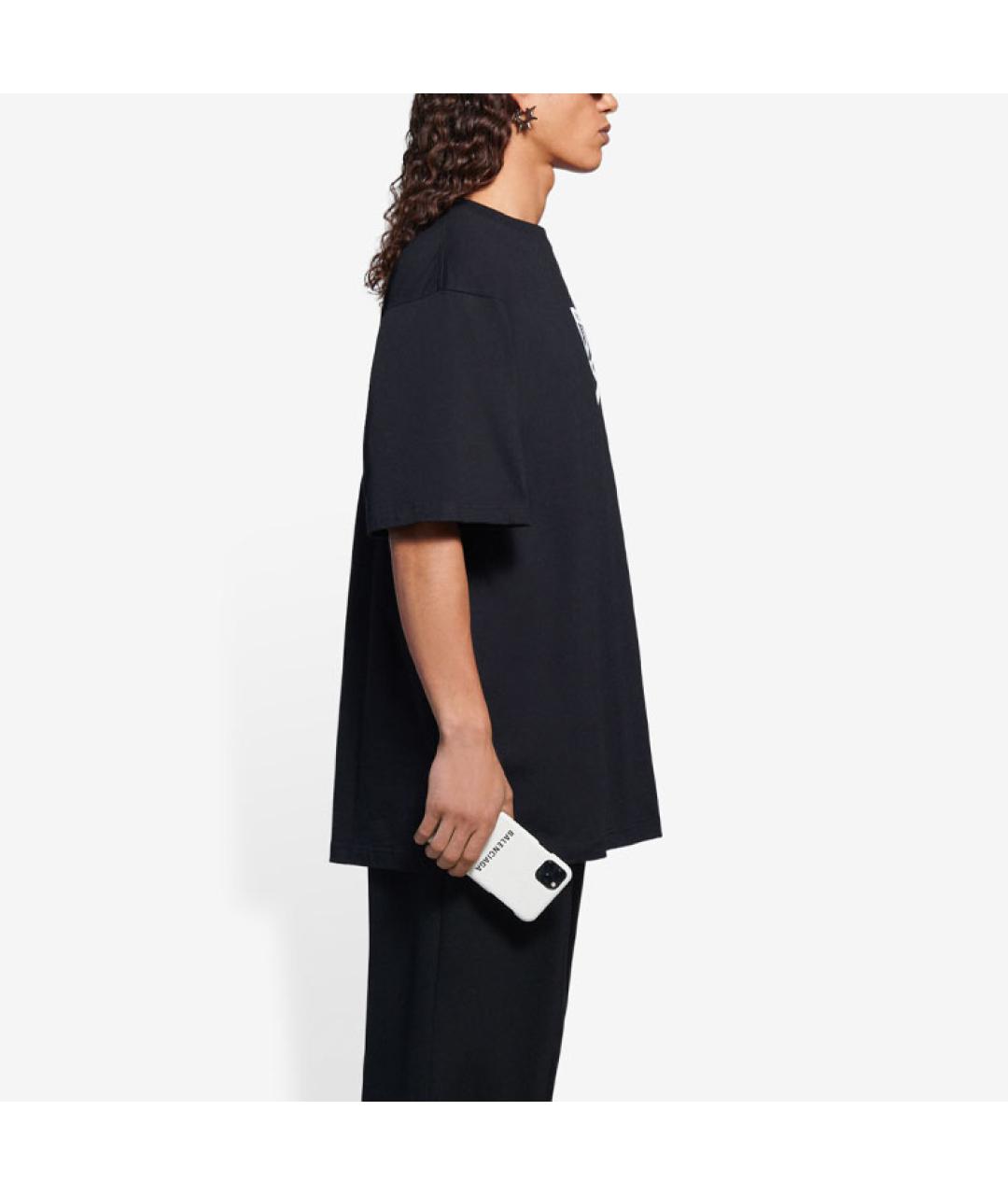 BALENCIAGA Черная хлопковая футболка, фото 5