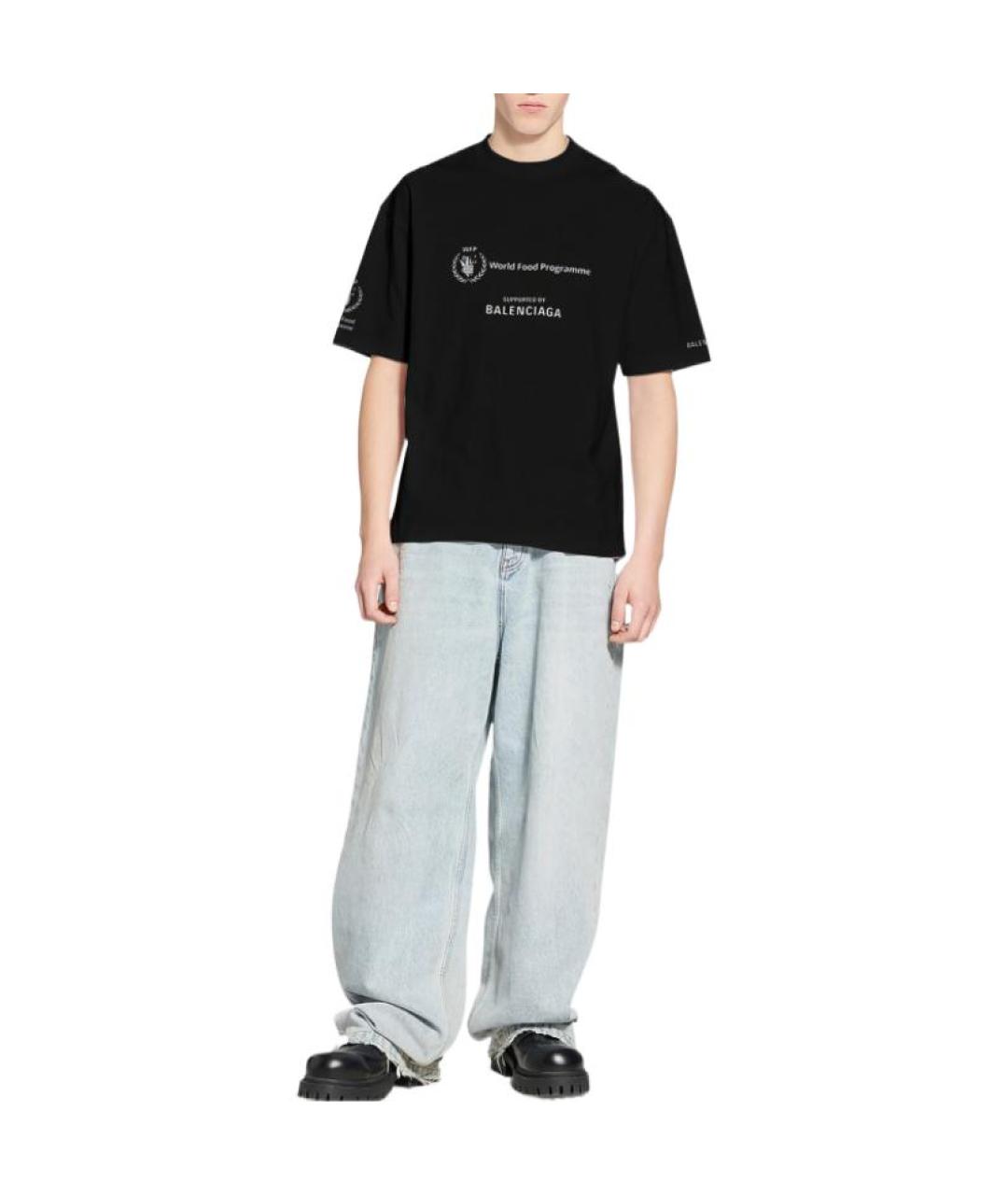 BALENCIAGA Черная хлопковая футболка, фото 3