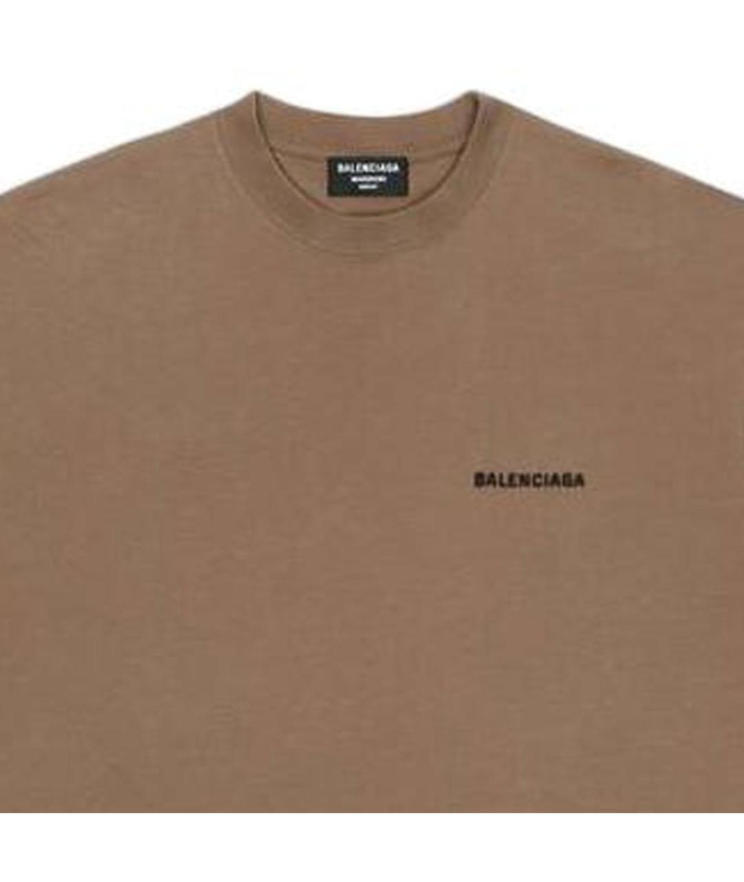 BALENCIAGA Бежевая хлопковая футболка, фото 6