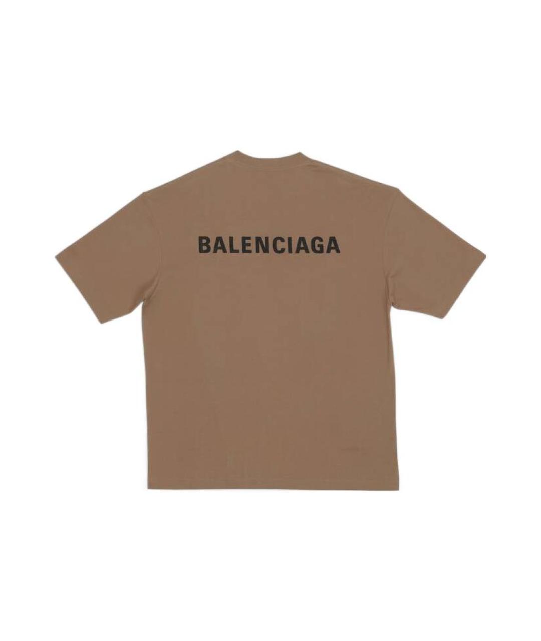 BALENCIAGA Бежевая хлопковая футболка, фото 2