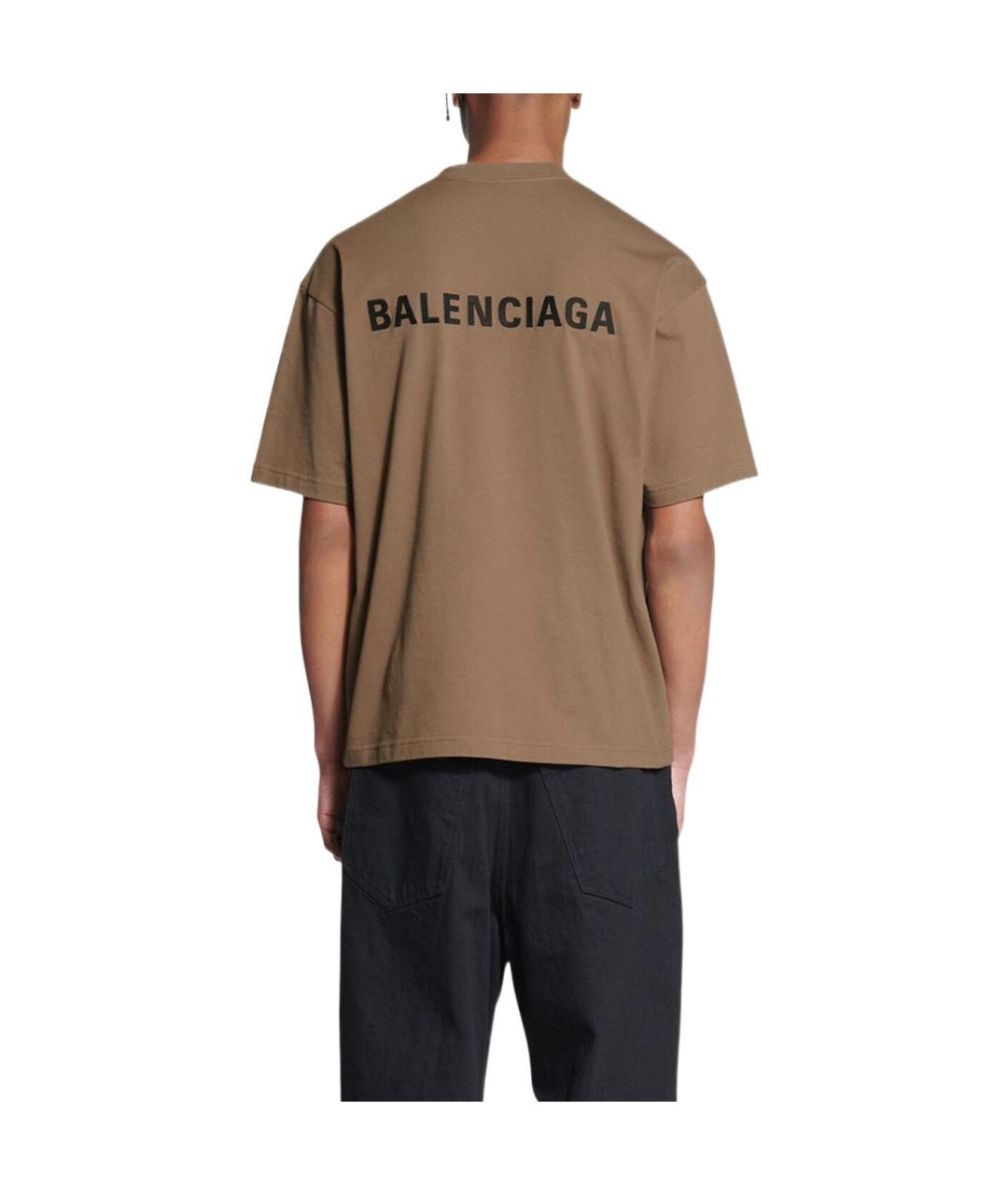 BALENCIAGA Бежевая хлопковая футболка, фото 4