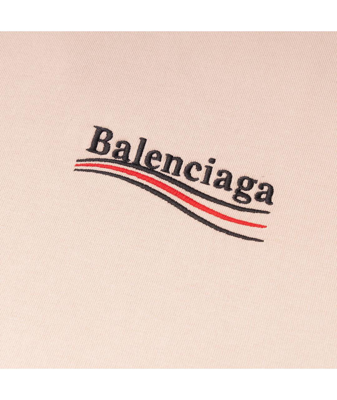 BALENCIAGA Бежевая хлопковая футболка, фото 4