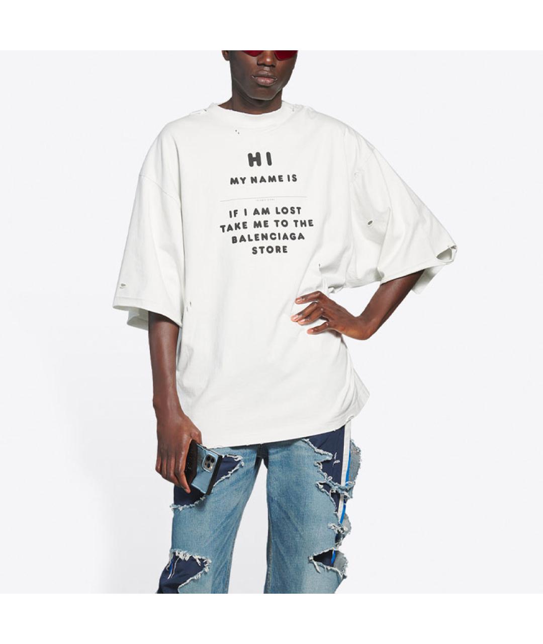 BALENCIAGA Белая хлопковая футболка, фото 3