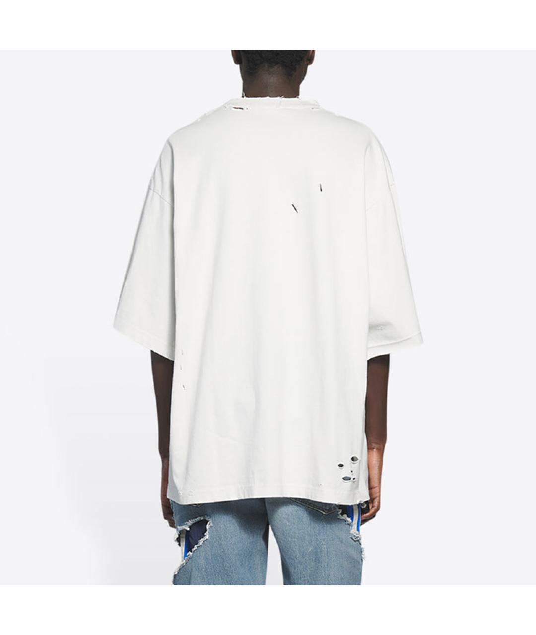 BALENCIAGA Белая хлопковая футболка, фото 4
