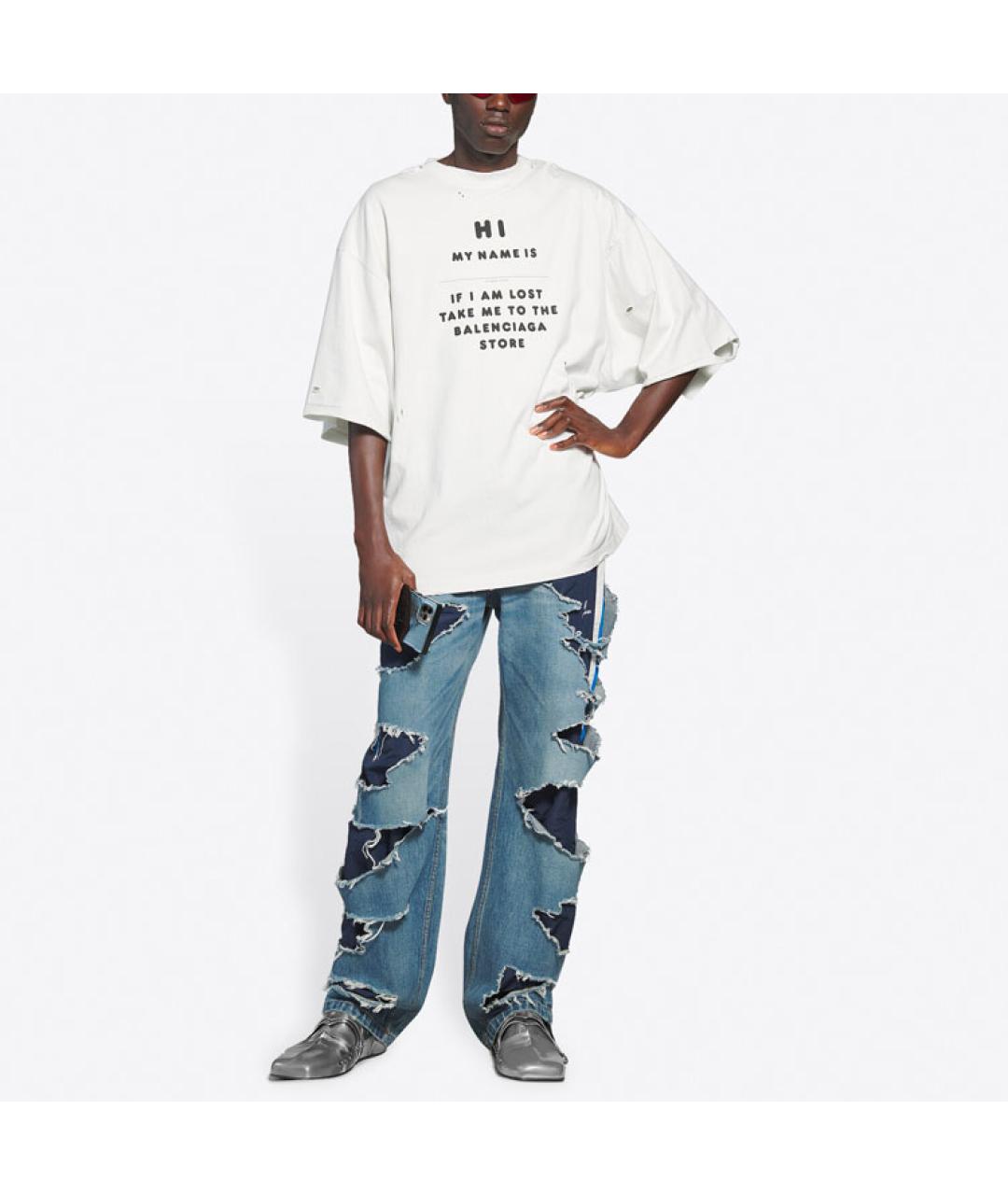 BALENCIAGA Белая хлопковая футболка, фото 6