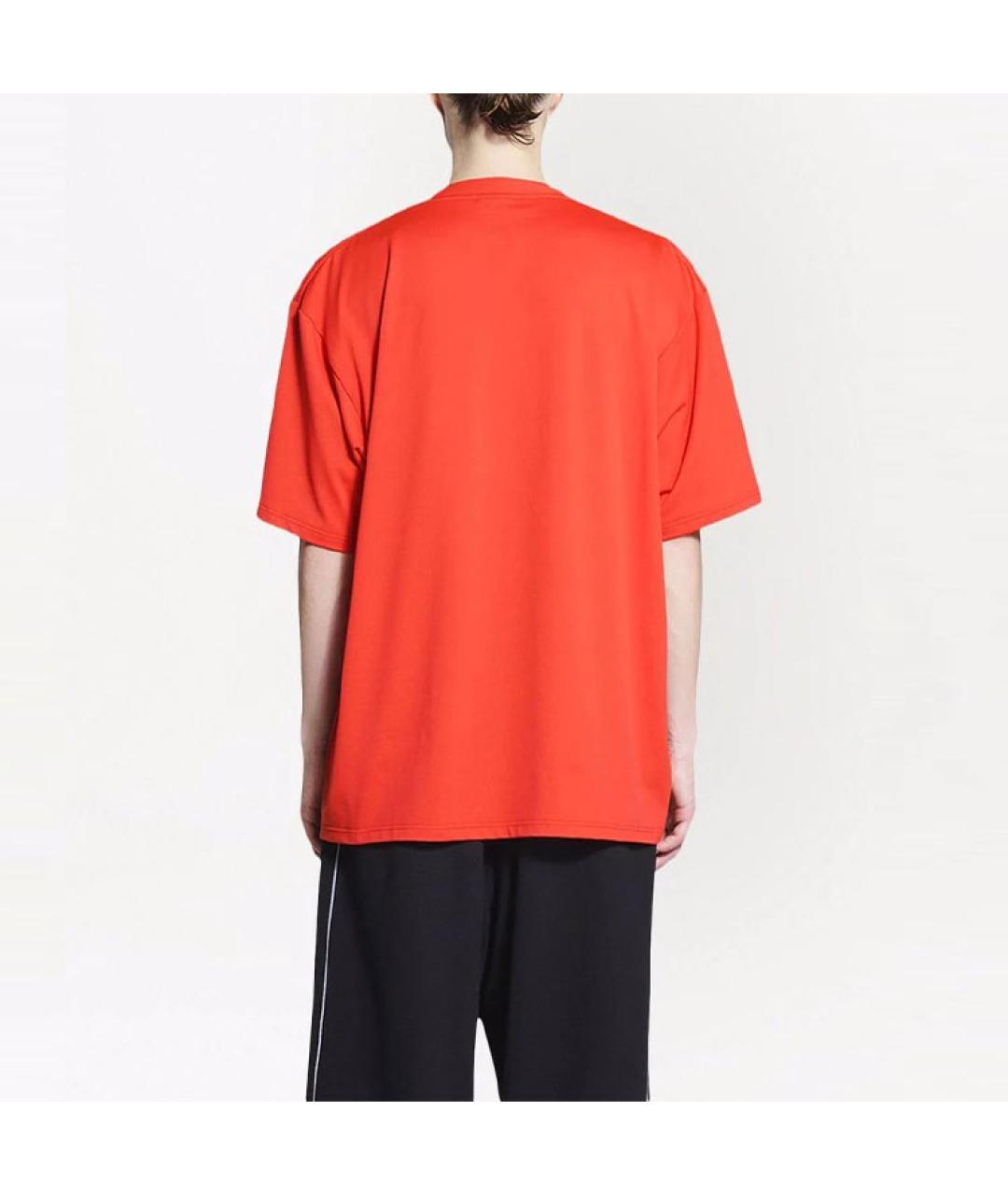 BALENCIAGA Красная хлопковая футболка, фото 4
