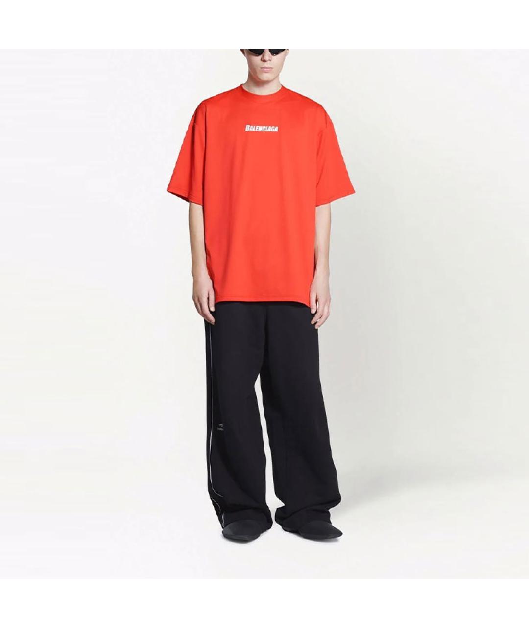 BALENCIAGA Красная хлопковая футболка, фото 5