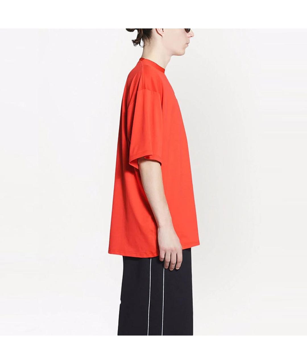 BALENCIAGA Красная хлопковая футболка, фото 6