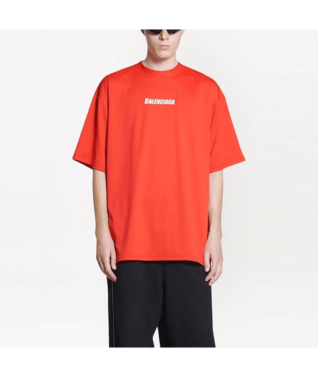 BALENCIAGA Красная хлопковая футболка, фото 3