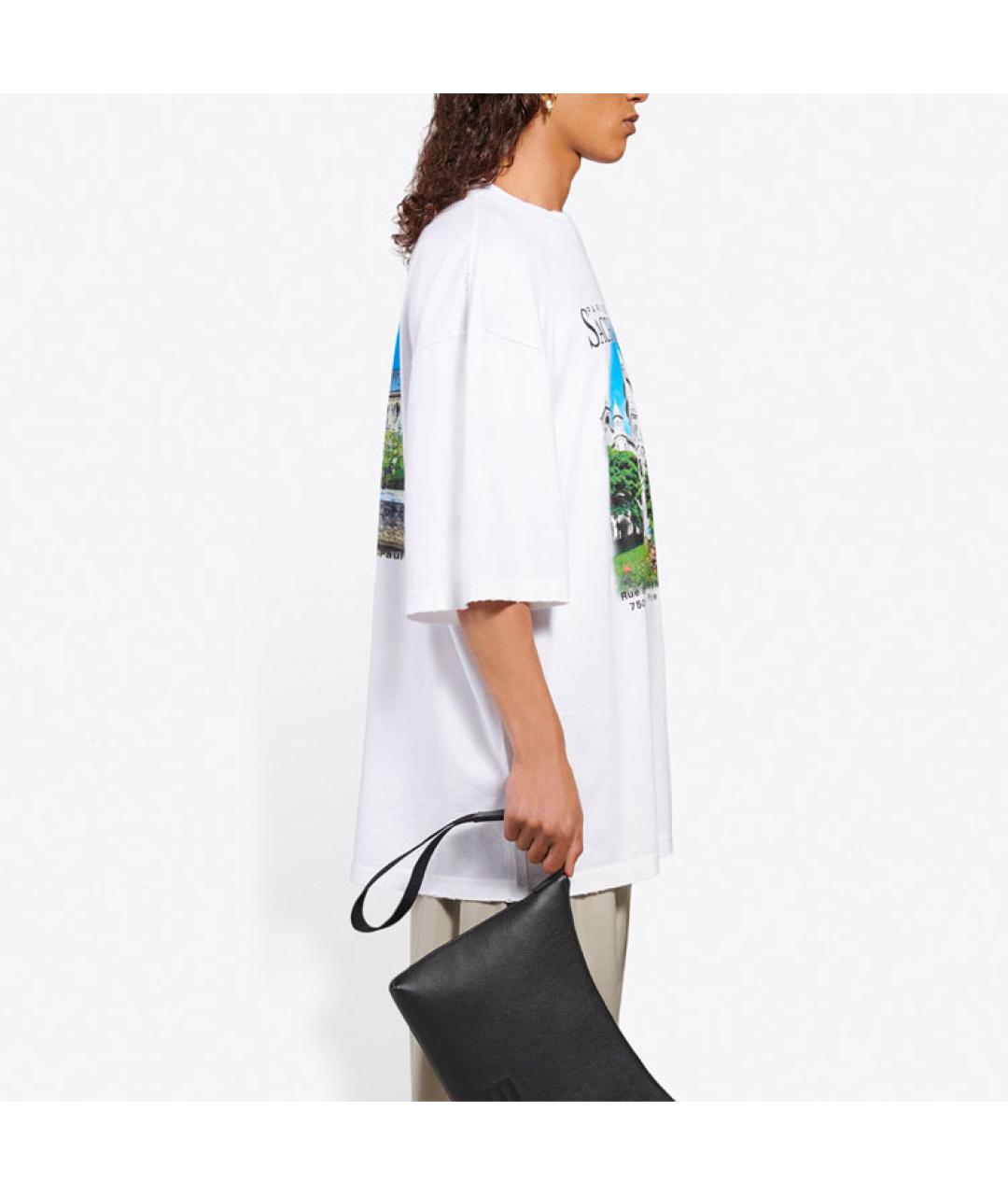 BALENCIAGA Белая хлопковая футболка, фото 4