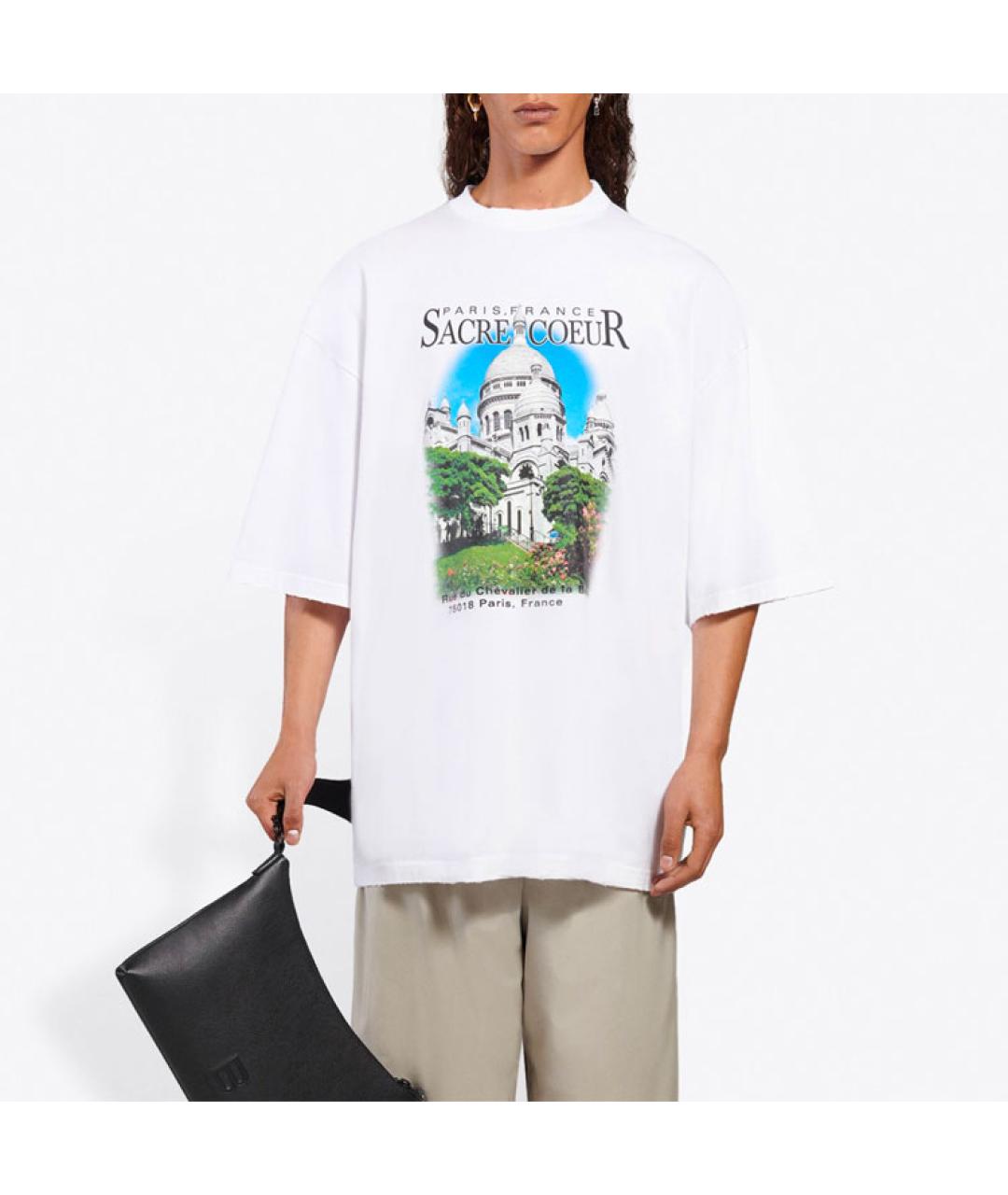 BALENCIAGA Белая хлопковая футболка, фото 5