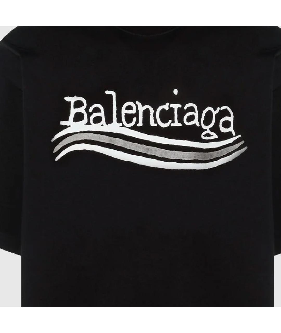 BALENCIAGA Черная хлопковая футболка, фото 3