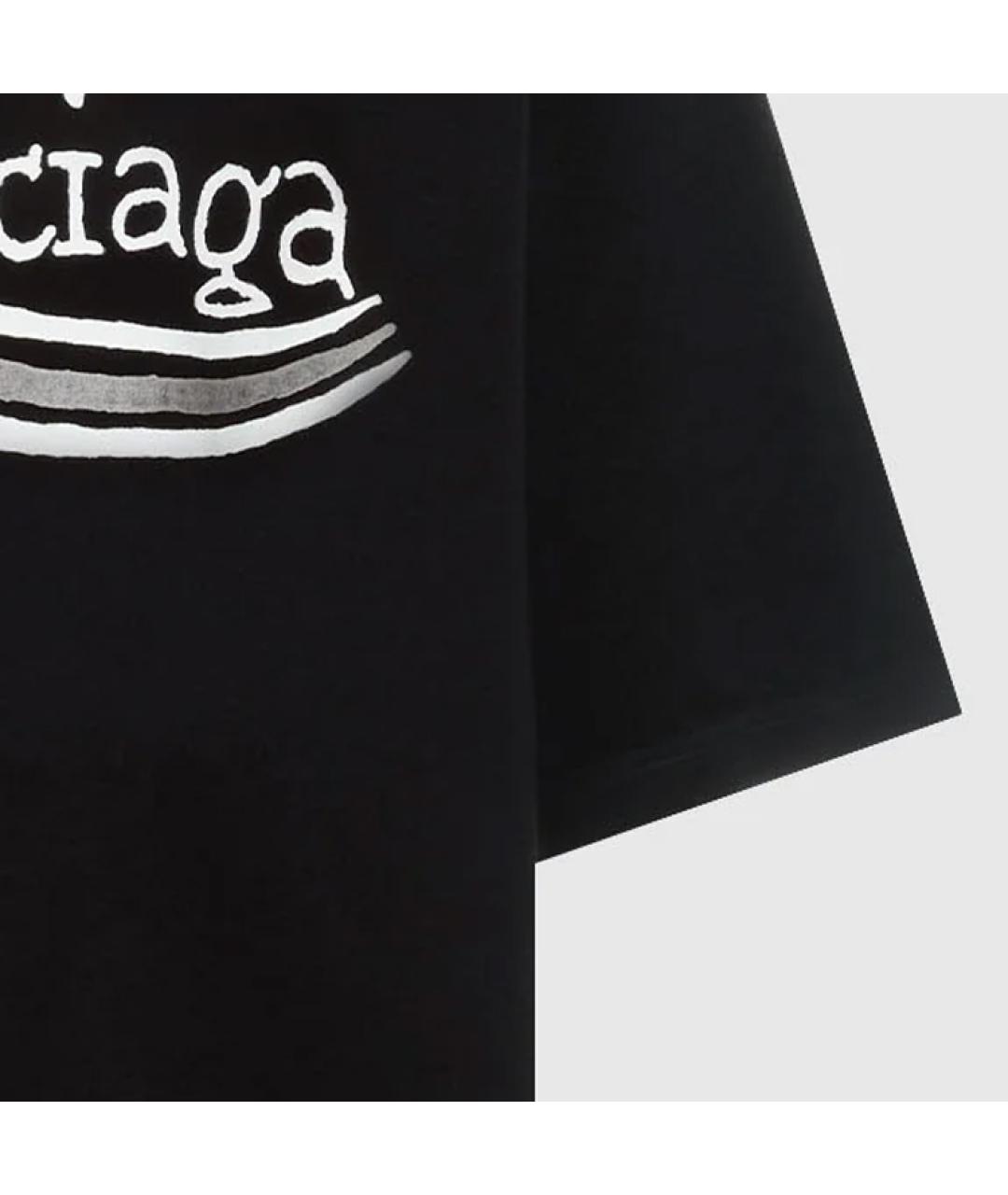 BALENCIAGA Черная хлопковая футболка, фото 5