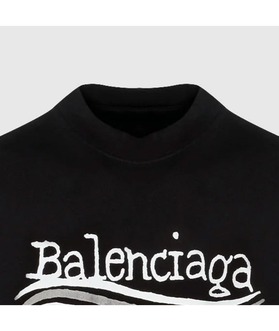 BALENCIAGA Черная хлопковая футболка, фото 4